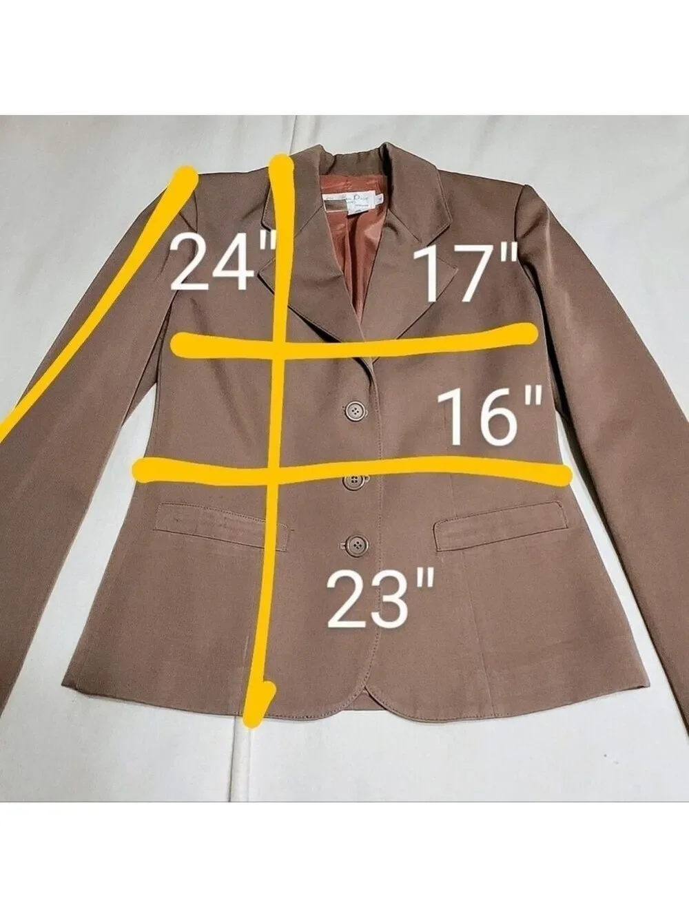 Christian Dior Brown Wool Blazer Jacket Size 4